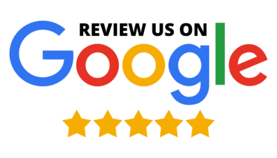 A google review logo with five stars.